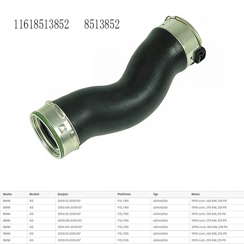 

11618513852 Intake Manifold Pipe Turbo Intercooler Hose Radiator Coolant Hose For BMW F15 X5 B47 2013-2015 8513852