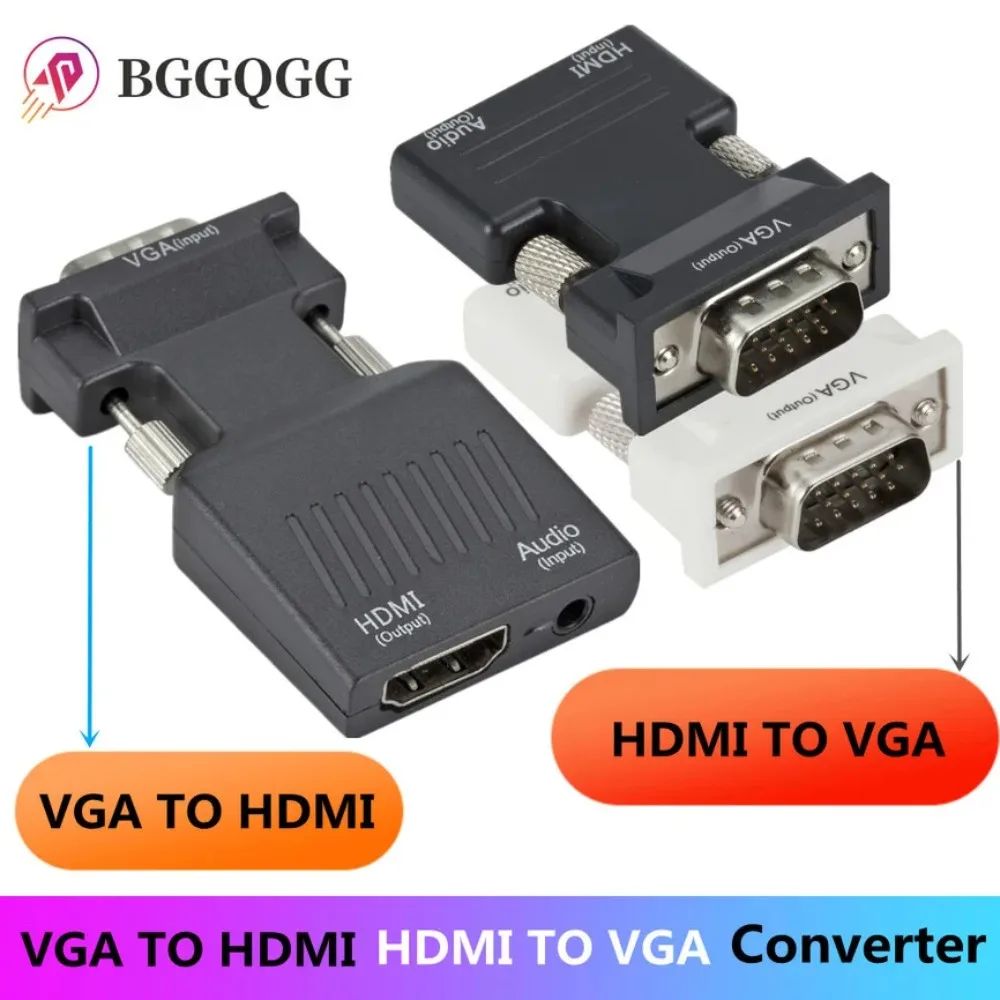 

BGGQGG 1080P HDMI-Compatible To VGA Adapter for PS3 XBOX STB PC Laptop HDTV Projector DVD VGA TO HDMI-Compatible Video Converter