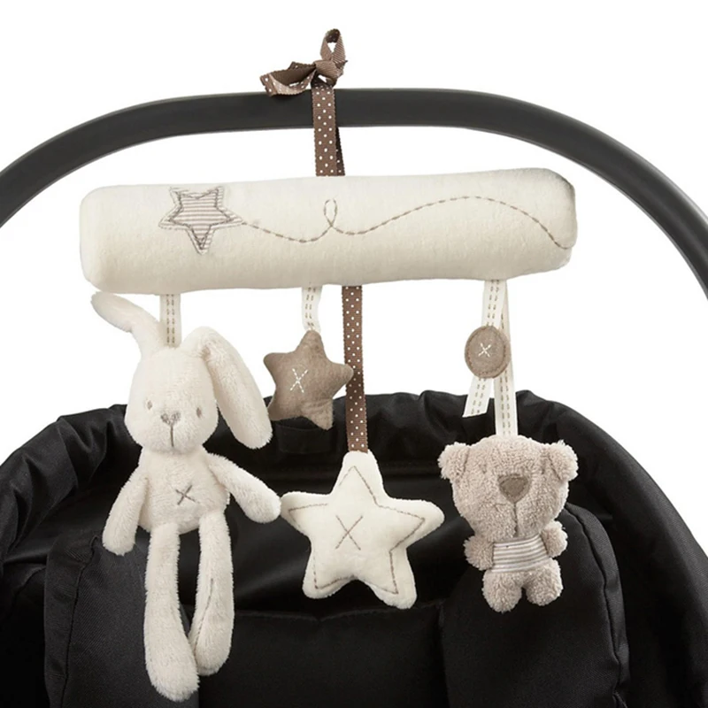 2021 New Hanging Bed Rabbit baby Hand Bell Safety Seat Plush Toy Multifunctional Plush Toy Stroller Mobile Gifts