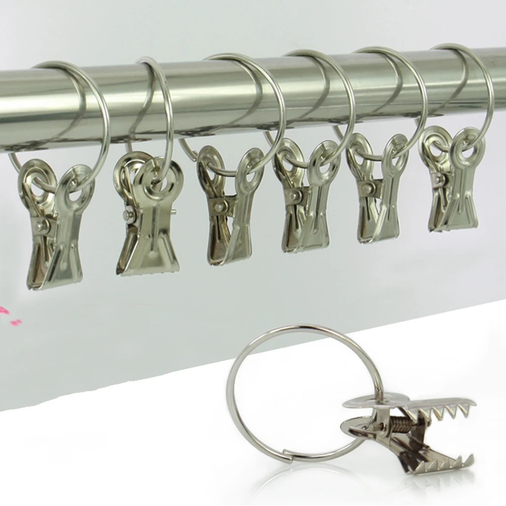 

20pcs Stainless Steel Curtain Clips Long Lasting Use Add Charming Scenery Bathroom Bedroom Living Room Easy Match Any