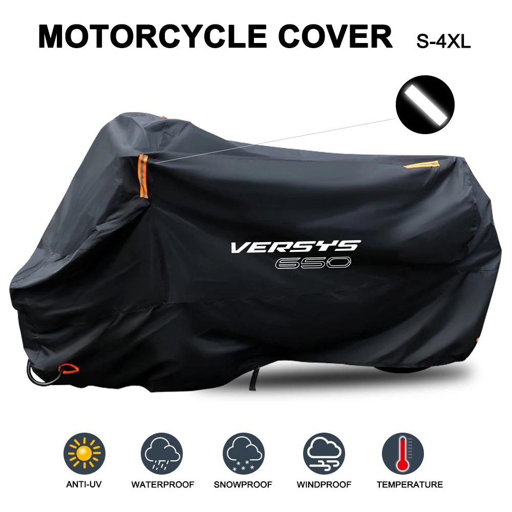 Motorcycle Cover Waterproof Outdoor All Season Dustproof UV Protective Moto Scooter Rain Cover for Kawasaki Versys 650