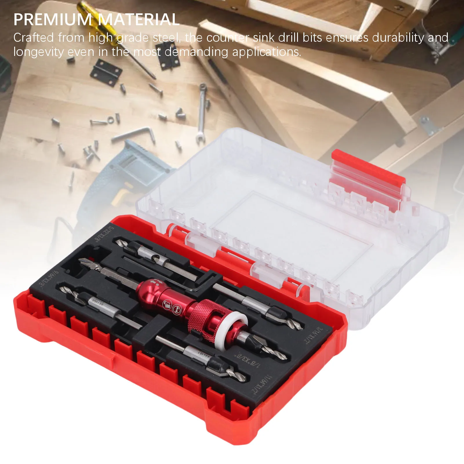 목공용 카운터싱크 드릴 비트 세트, 깊이 조절 가능 스톱 기능이 있는 카운터싱크 드릴 비트 세트, 카운터 싱크 드릴 비트 공구 키트