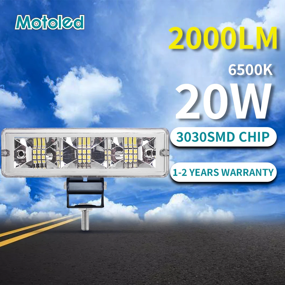 

Motoled 20W LED Motorcycle Light Bar offroad Spotlight Ultra-HD Lens Work Lamp 12V 24V for Motorcycle ATV Truck Running DRL