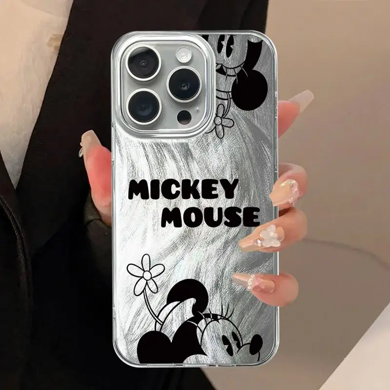 Mickey Mouse Minnie Luxe Hoesje Voor Apple Iphone 15 11 13 14 Pro Max 12 15 7 8 Plus X Xs Xr Veren Garen Telefoonhoes