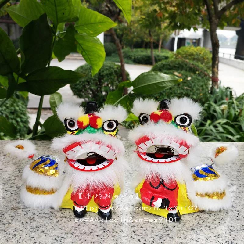 Lion Dance A Pair Little Lion Chinese Windmill Head Home Office Decoration South Lion Jewelry Activity Costume