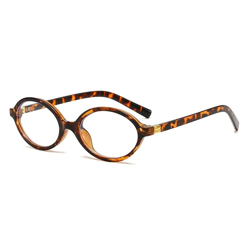 Vintage Oval Sunglasses Women Luxury Brand Designer Small Oval Anti Blue Light Glasses Retro Fashion Men Leopard Eyegalsses view 4