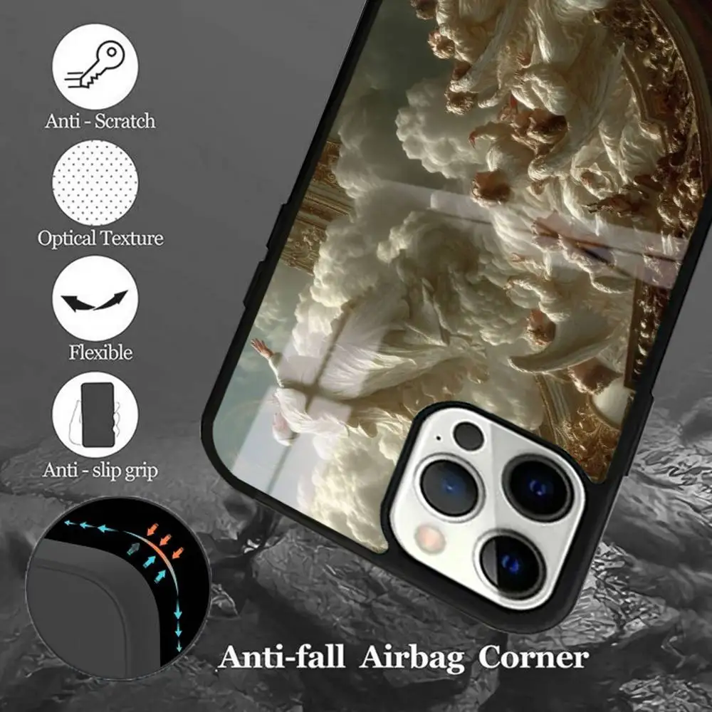 Super fajne luksusowe etui na telefon Black Angel Death Demon dla IPhone16 15 14 13 12 11 Pro Xs Max Mini XR X 7 8 Plus Luxury Mirror Har