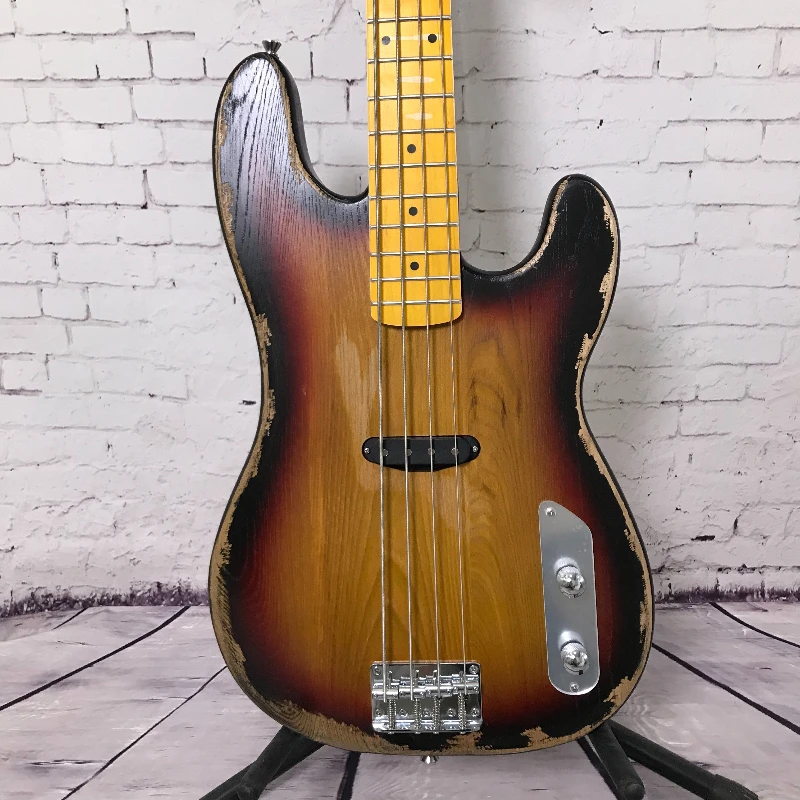 Guitare électrique Sunset Vintage, son clair, robuste, en bois massif, pour groupe, concerts en direct, couleur bois originale, livraison gratuite