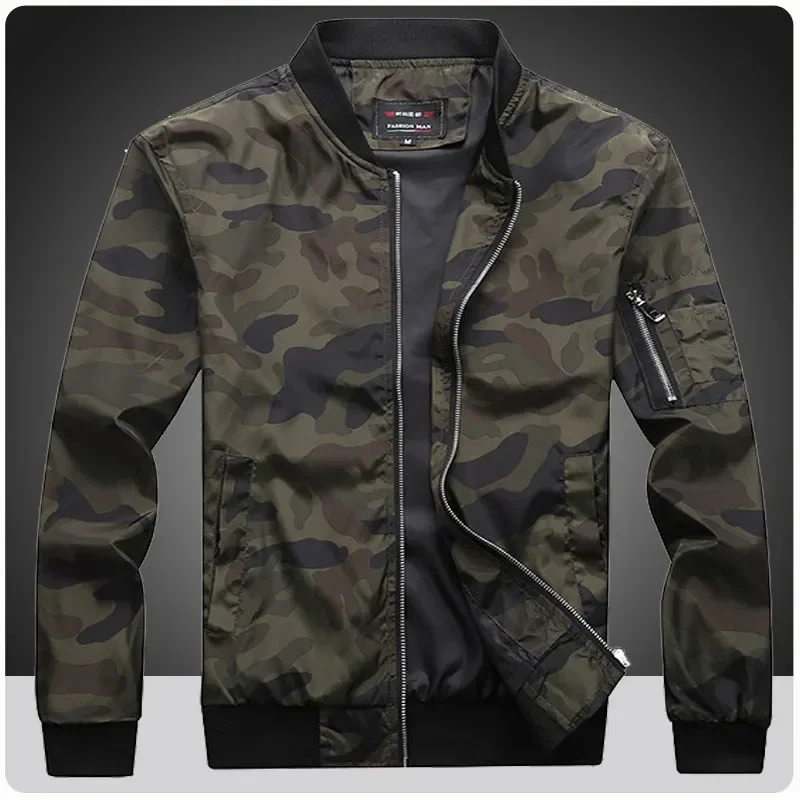 

Spring Fall Motorcycle Bomber Jacket Men Retro Pilot Military Camouflage Coat Casual Baseball Jackets Varsity Jackets Streetwear