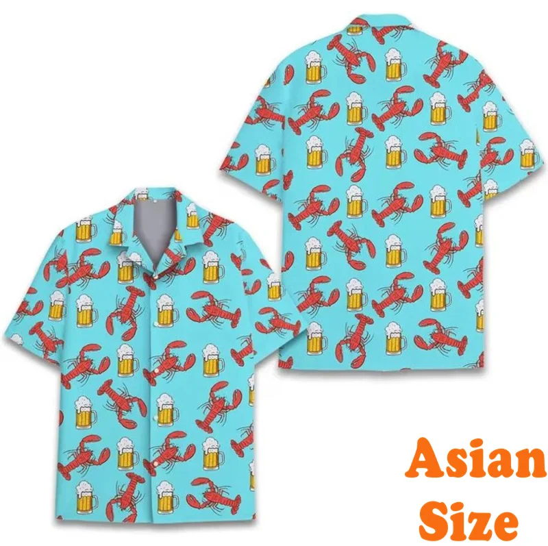 

Beer Lobster Carnival Party Funny Shirt For Men Women Short Sleeve 3D Print Cartoon Hawaiian Shirts Summer Street Hip Hop Top