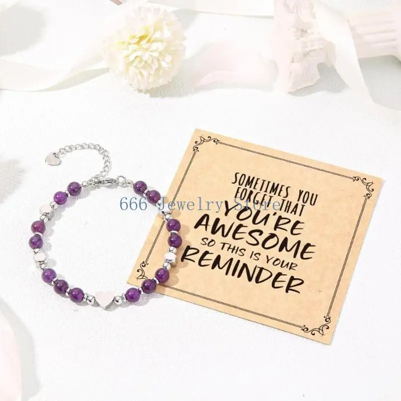 F2TD Genuine Stone Bead Bracelet Multiple Colors Unisex Wristband Comfort Fit Jewelry for Daily Wear Stylish Accessories