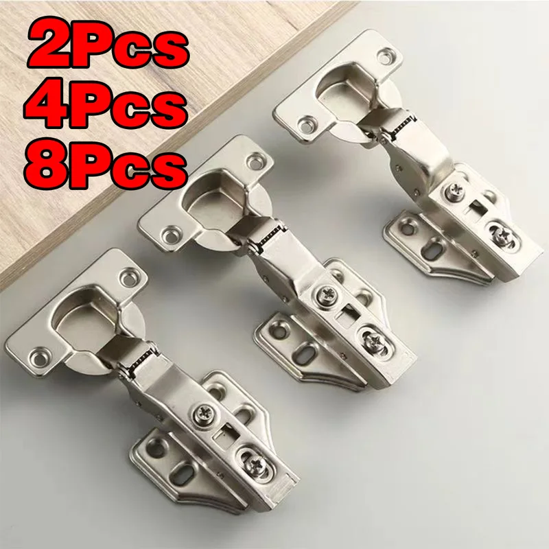 Stainless Steel Hydraulic Damper Soft Close Hinges, 2-20Pcs Cabinet Wardrobe Door Hinges with Screws