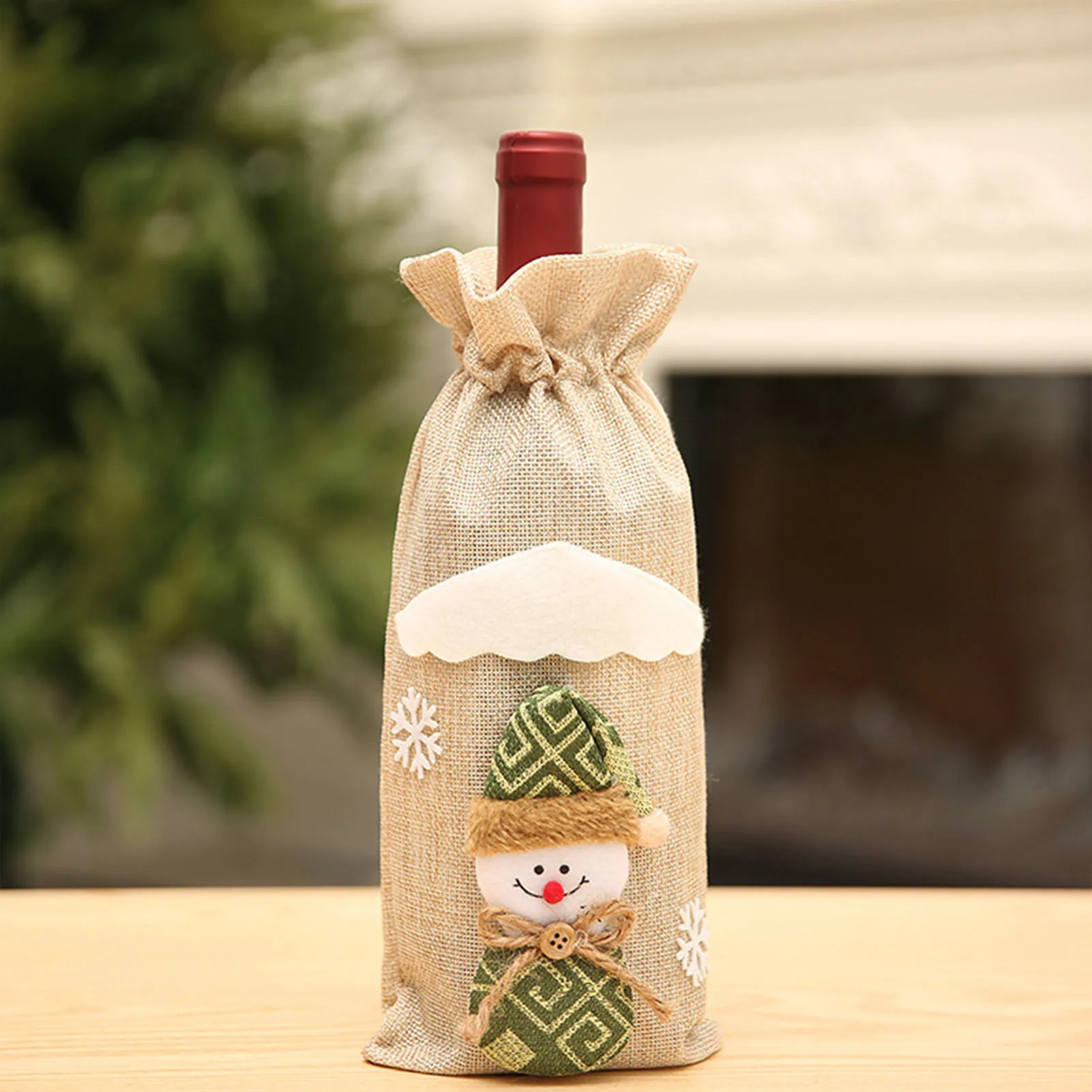 Copri bottiglie di vino di Natale Copri bottiglia decorativo per tavolo da pranzo Babbo Natale Cartoon Maglione lavorato a maglia Regalo di vino Sacchetti regalo Vacanze