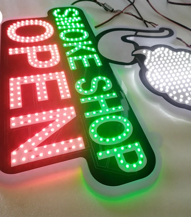 Custom Smoke Shop LED Sign Single or Double Side Ultrathin Electronic Open Sign Store Decoration