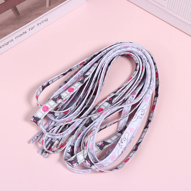 

1 пара шнурков Kawaii Kuromi Cinnamoroll, аниме, модные шнурки на плоской подошве с героями мультфильмов, аксессуары, подарки, игрушки 120