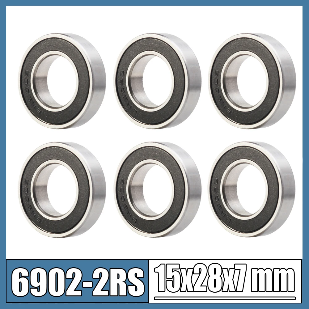 6902 2RS Bearing 15*28*7 mm 6Pcs ABEC-5 C2 Metric Thin Section 61902RS 6902 RS Ball Bearings 6902RS