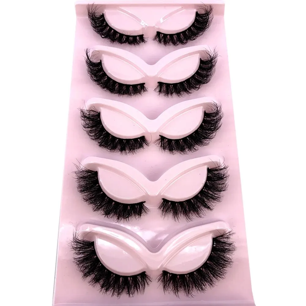 5 Pairs Cat/Fox Eyelashes Faux Mink Eyelashes Winged End Eye Elongated Eyelashes Fake Lashes Soft Natural Long Full Strip Lashes