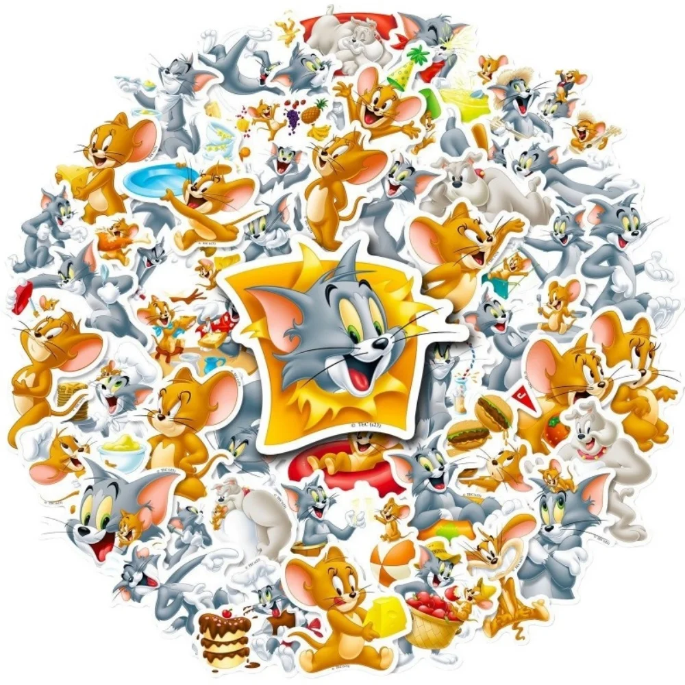50 Pegatinas de Tom y Jerry, Decoración de Anime para Álbumes de Recortes, Papelería, Laptop, Cuaderno, Útiles Escolares, Regalos para Niñas