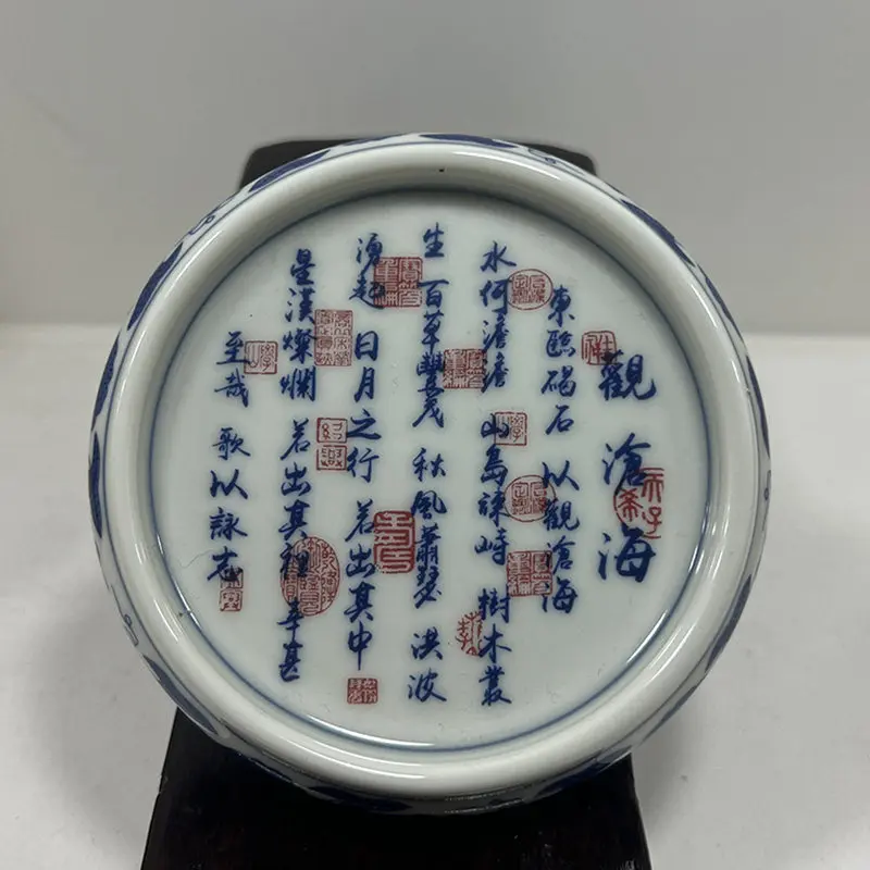 Jingdezhen Blue and White Cover Antique Clay Ceramic Saucer Pot Tray Chinese Style Porcelain Viewing Sea Coaster Cup Kung Fu