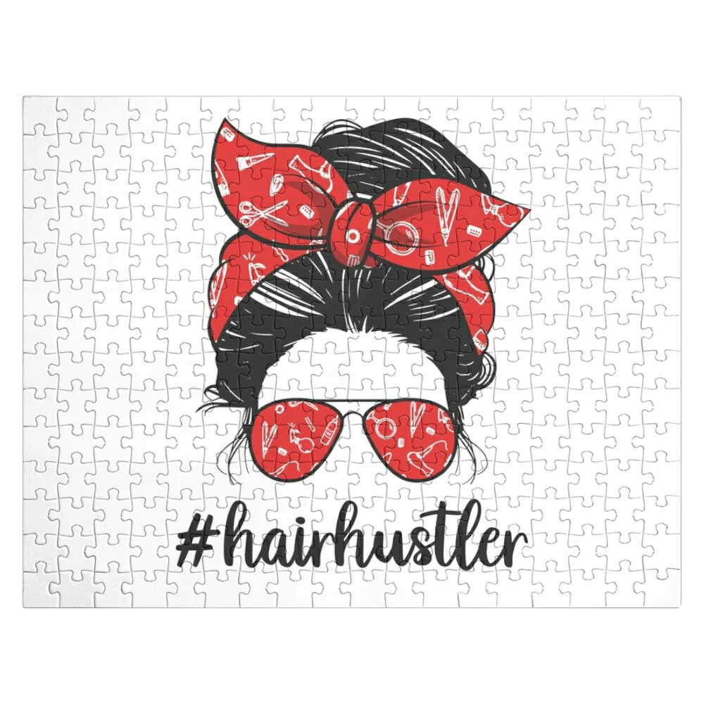 Hairstylist Messy Bun - Hairstylist life - funny gift idea for hairstylist cute pattern Jigsaw Puzzle Scale Motors Puzzle