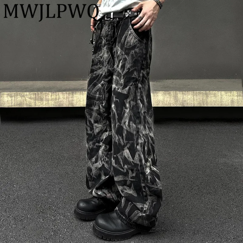 

MWJLPWQ Американские камуфляжные мужские джинсы Cleanfit, модные свободные повседневные прямые длинные брюки High Street, осень 2021, 12170