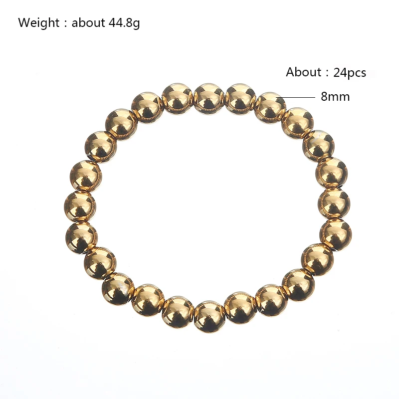 Fashion Jewelry Non Fading Waterproof Metal Ball Multiple Models Quality Smooth Solid Beads Elastic Stainless Steel Bracelets