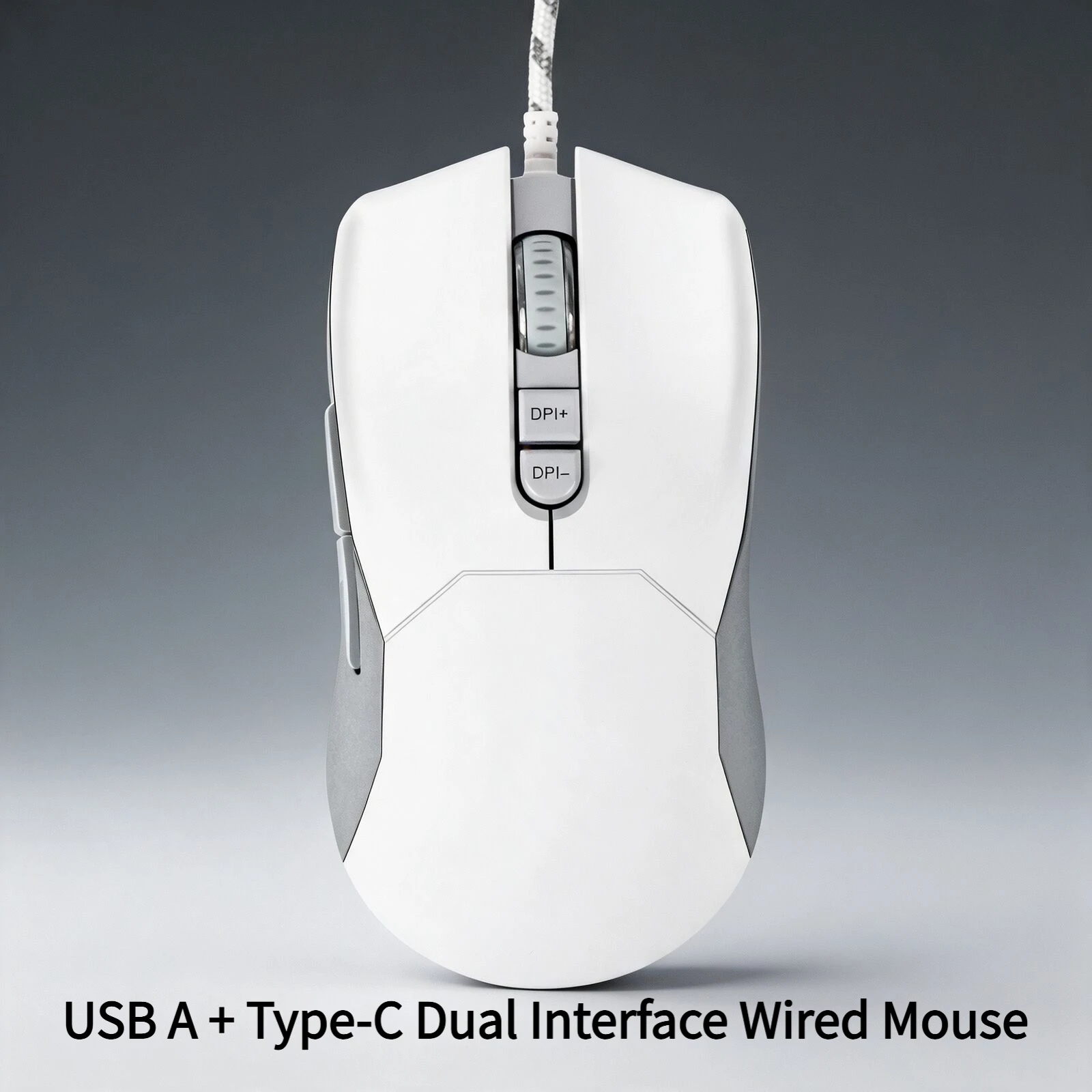 USB A + Type C Dual Interface Wired Mouse RGB Breathing Light 4 Level Adjustable DPI  Ergonomic Hollowed-Out Lightweight Design