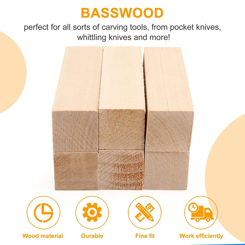 6Pcs Basswood Carving Blocks For Wood Beginners Carving Hobby Kit DIY Carving Wood