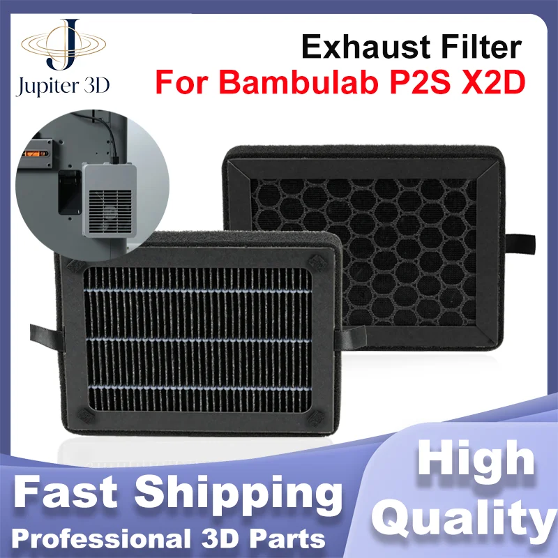 For Bambu Lab X2D/P2S Exhaust Filter HEPA H13 Activated Carbon Cleaner Air Better Prints Exhaust Fan Purify Exhaust Accessories