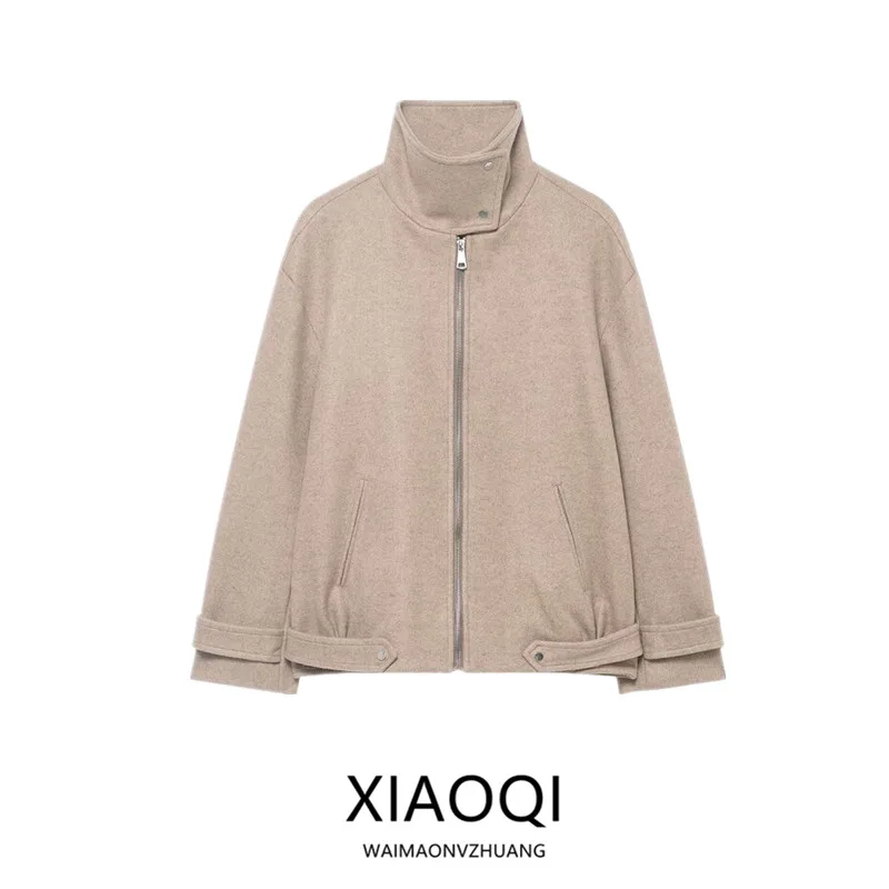 شتاء 2025 ملابس خارجية نسائية طويلة Sve Pilot Jaet بياقة واقفة متعددة الاستخدامات وصلت حديثًا معطف صوفي أنيق 938634 #1