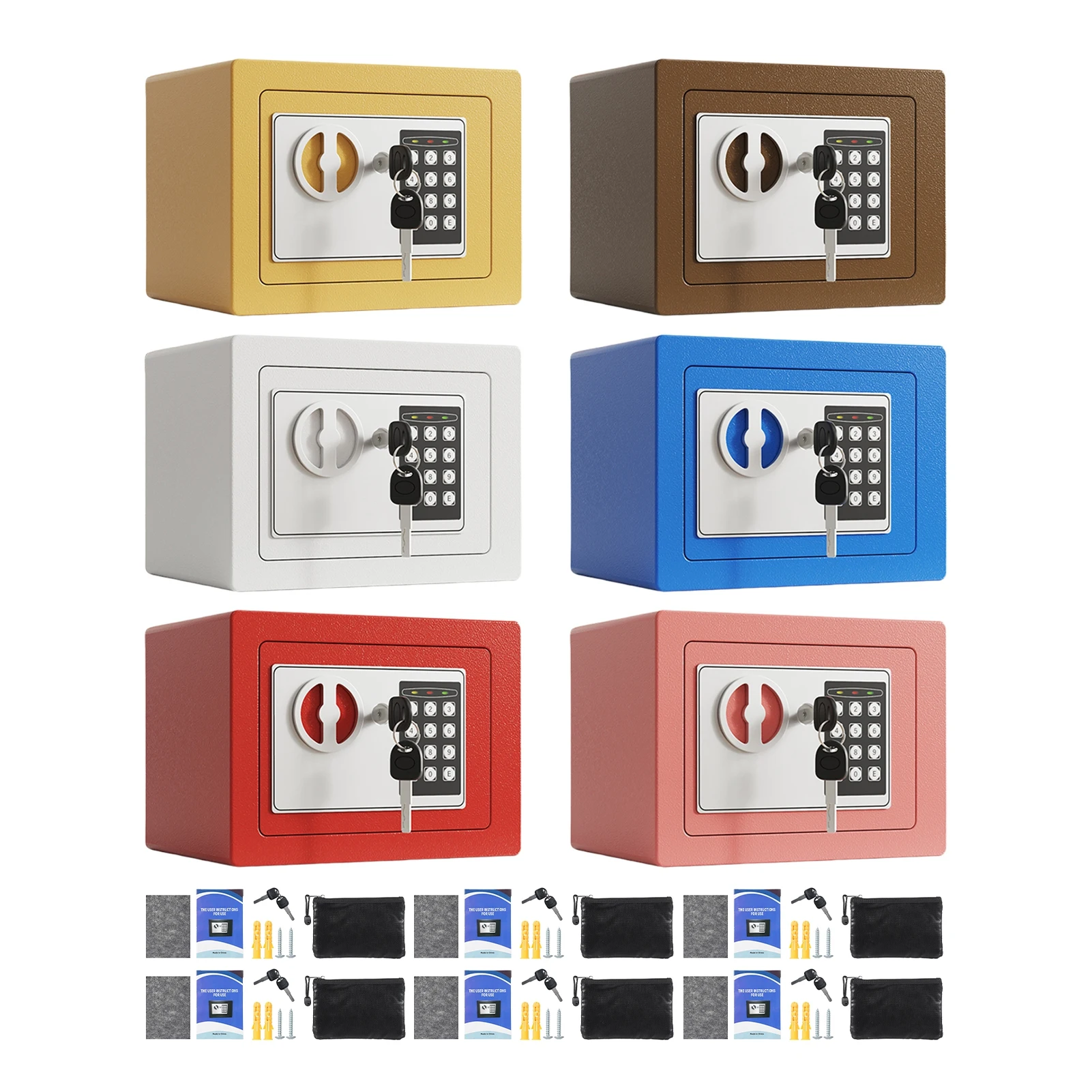 

Домашние сейфы Огнестойкая водонепроницаемая коробка + сумка для документов с клавиатурой и 2 запасными ключами Цифровая домашняя безопасность для документов Деньги Золото