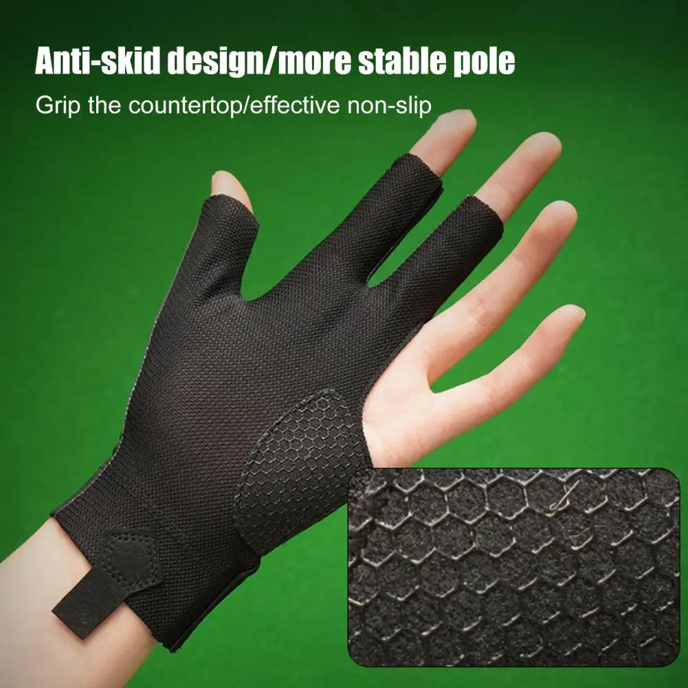 Billiards Glove Left-hand Billiard Pool Glove Quick Dry Breathable 3 Finger Design Sports Supplies for Enhanced Performance