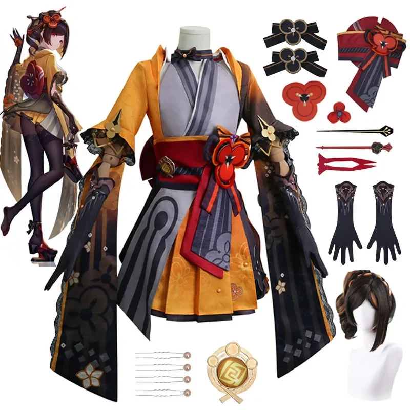 Chiori Genshin Impact Cosplay Traje, Peruca Uniforme Anime, Ternos Halloween, Estilo chinês