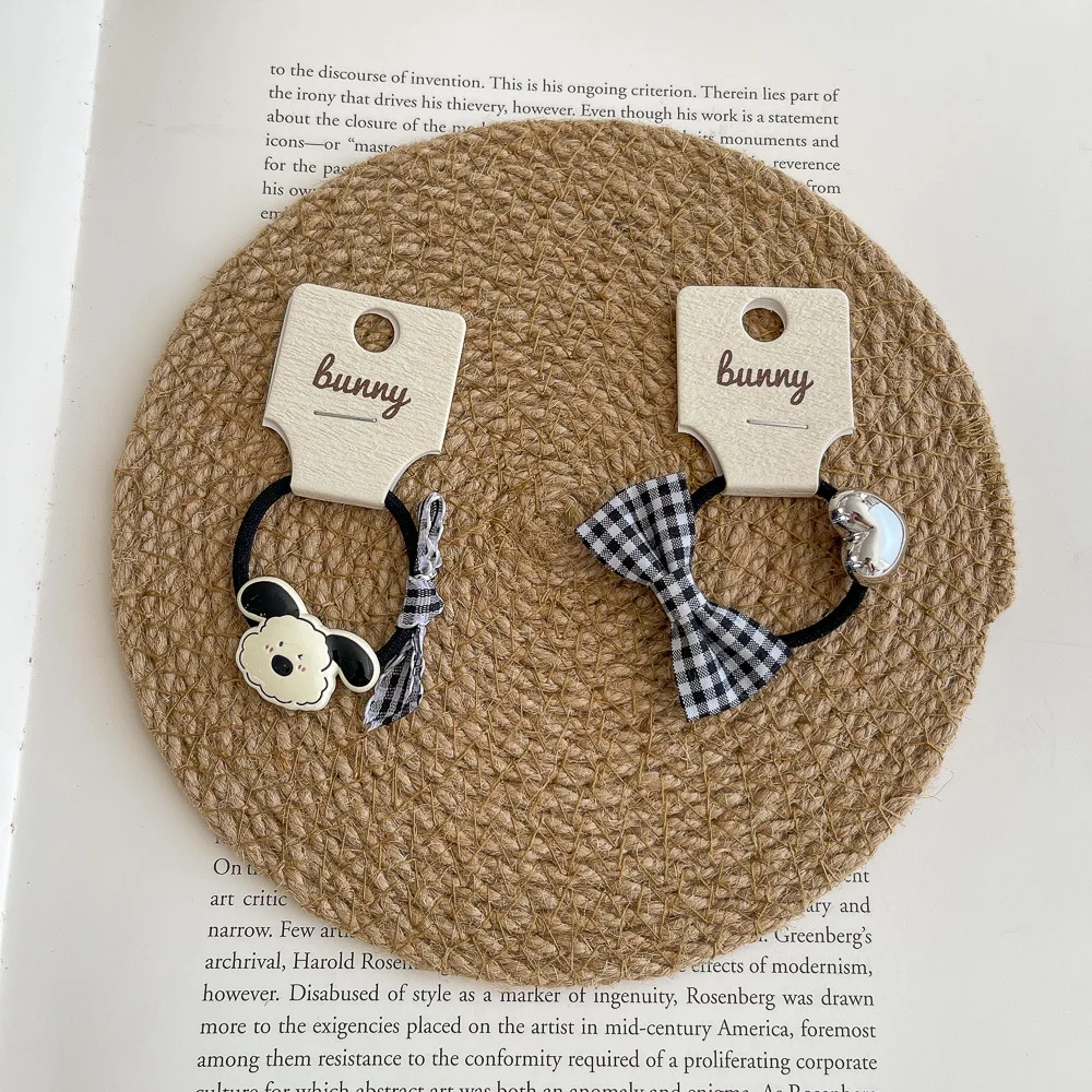 

1 шт., эластичная повязка для волос с бантом в клетку, милая мультяшная веревка для волос для девочек, галстук, держатель для хвоста, резинка, головные уборы, аксессуары для волос