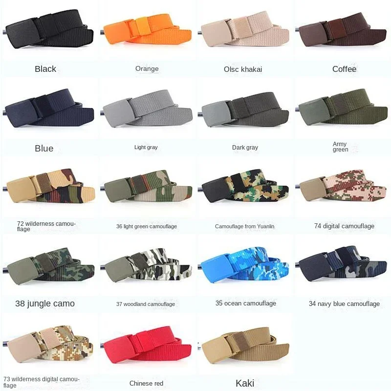 Correias de Camuflagem Masculina e Feminina, Acessórios de Jeans, Casual, Desportivo, Outdoor, 110 cm, 120 cm, 130 cm, 140 cm, 150 cm, 160 cm, 170cm