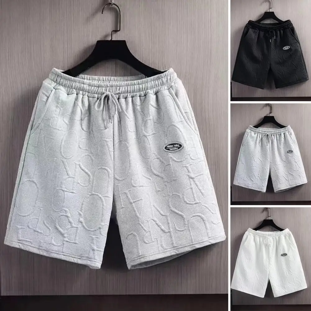 Men Beach Shorts Men's Summer Drawstring Shorts with Elastic Waist Side Pockets for Casual Homewear Gym Beach Knee Length Pants