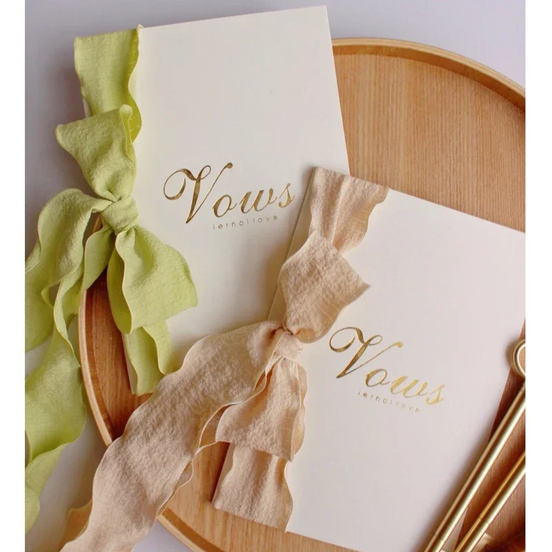 Set de 2 tarjetas románticas de boda para novia y novio, con cintas de gasa, bolígrafos dorados, libro, accesorios para fotos, regalo de promesa