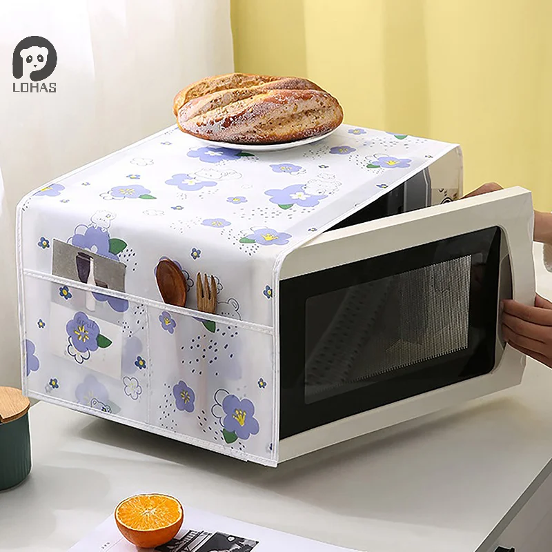 Microwave Oven Dust Cover Household Appliances Dust Cloth With Side Storage Bag Smooth Surface Waterproof Wear Resistance Covers