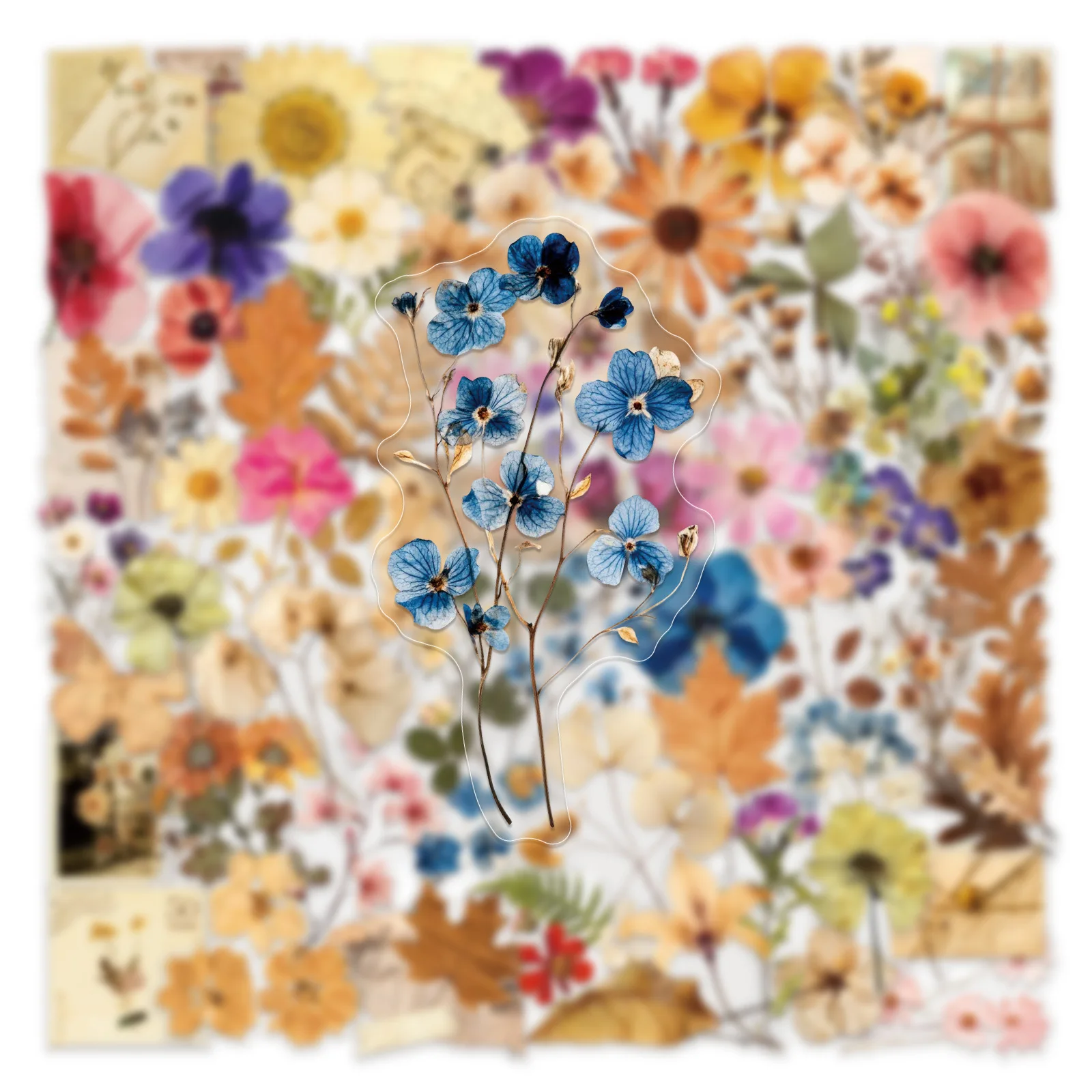 50/100PCS Plant and Flower PET Stickers Decorative Landscape Stickers DIY Stationery Refrigerator Flower Stickers