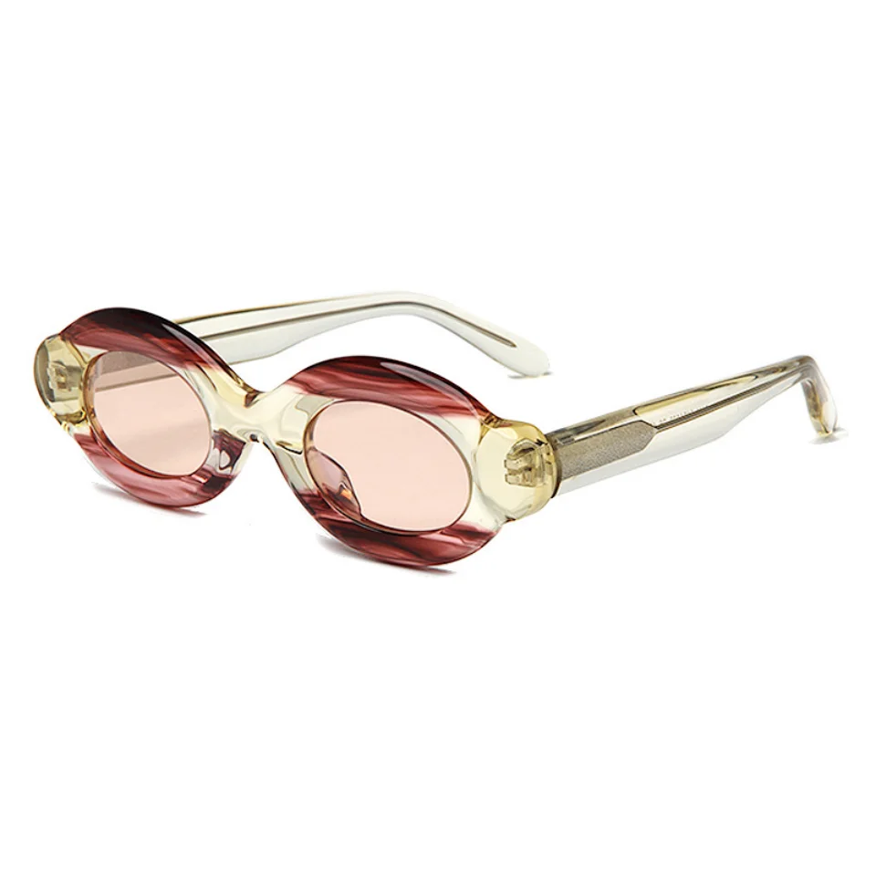 

2026 High-end Fashion Brand Design Elliptical Plate glasses With Thick Frames Retro Punk Style Leisure Travel UV400 Sunglasses