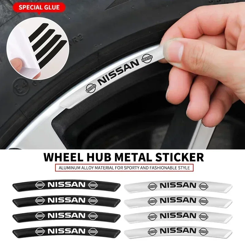 4pcs Aluminum Car Badge Styling Wheel Hub Rims Decor Stickers For Nissan J10 X-Trail Qashqai Juke Leaf Micra NOTE Patrol Gadgets