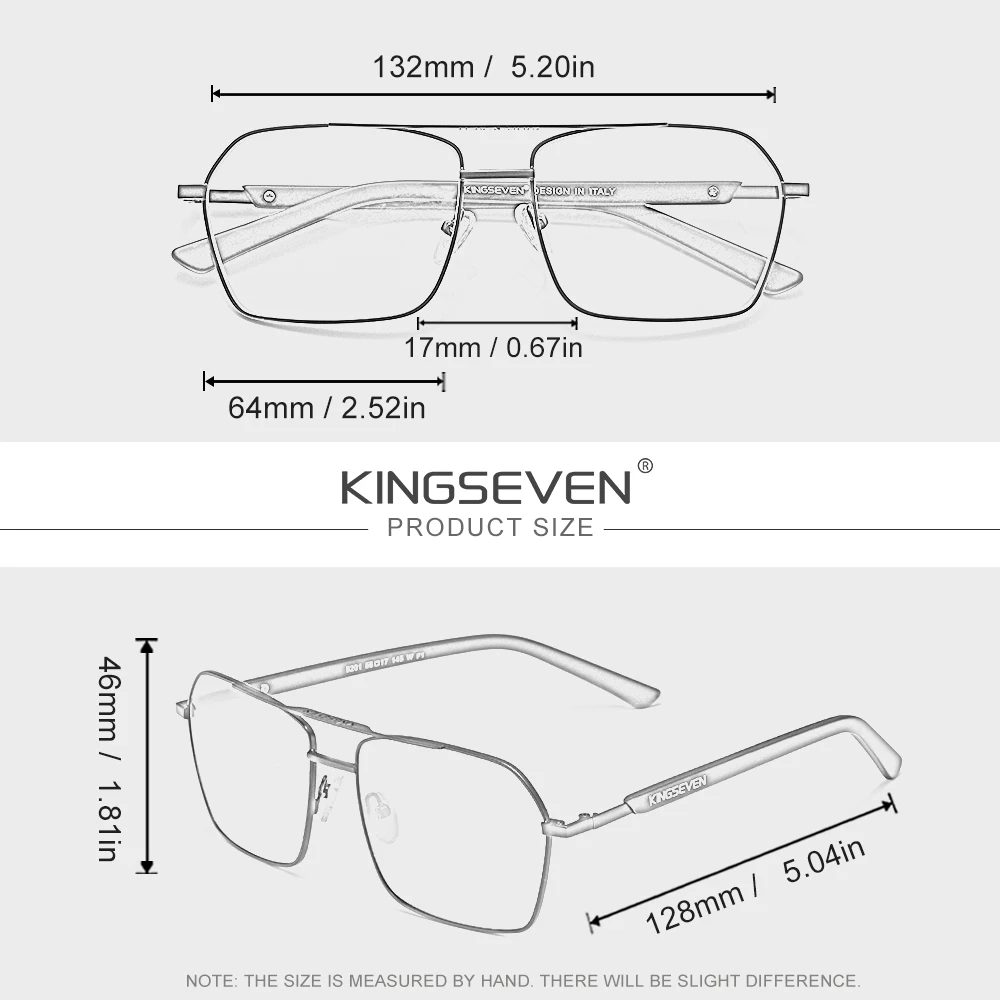 KINGSEVEN موضة مكافحة الضوء الأزرق وصفة طبية نظارات مربع قصر النظر مد البصر عدسة بصرية نظارات الرجال النساء نظارات للقراءة