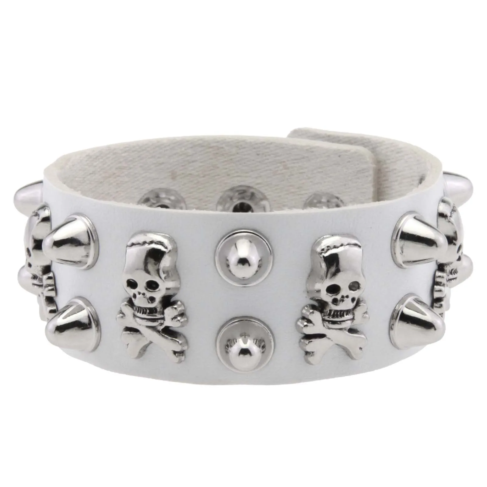 واسعة بو الجلود الجمجمة سوار فاسق سوار قابل للتعديل القوطي الكفة سوار القوطية برشام مشبك معصمه للنساء الرجال المجوهرات #5