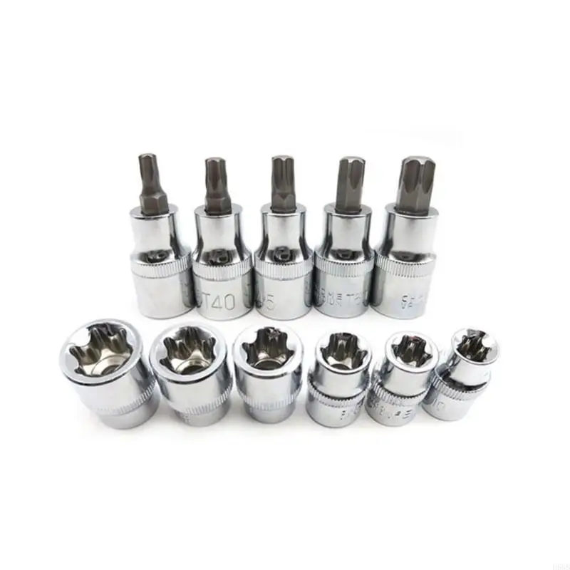 H58B Practical Torx Socket Bit Set for Cr-V Steel Male Female Sockets Ket 1/4" 3/8" 1