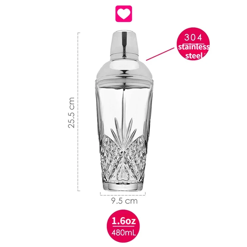 Coctelera de Cristal, Coctelera Profesional para Margaritas, Coctelera para Mezclar Bebidas, Vaso de Bar para Cocteles