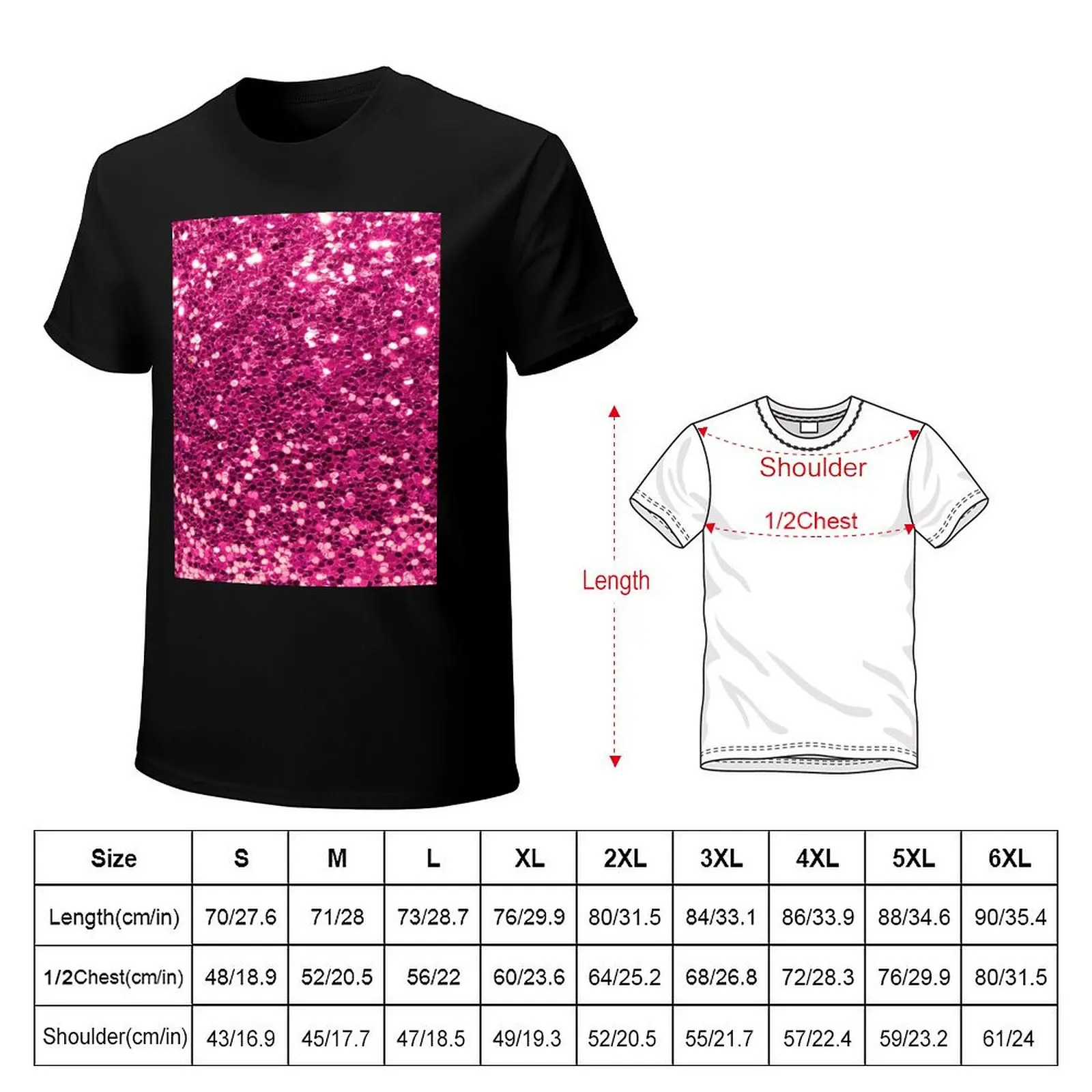 Hot Pink Sequin Pattern Bling Glam T-Shirt t shirt custom print T-Shirt