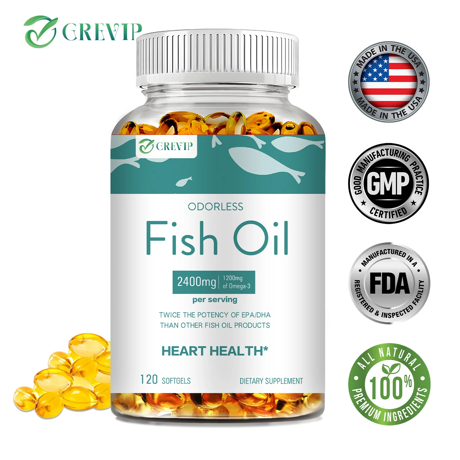 

Fish Oil - Helps Improve Eyes, Joints, Antioxidants, Skin Health, Brain Function and Immunity