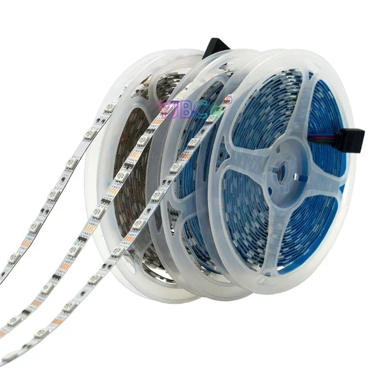 12V DC 5M SMD 5050 RGB LED Strip 60LEDs/M Narrow side 6mm width White PCB Flexible Light Tape Not waterproof Lamp Bar