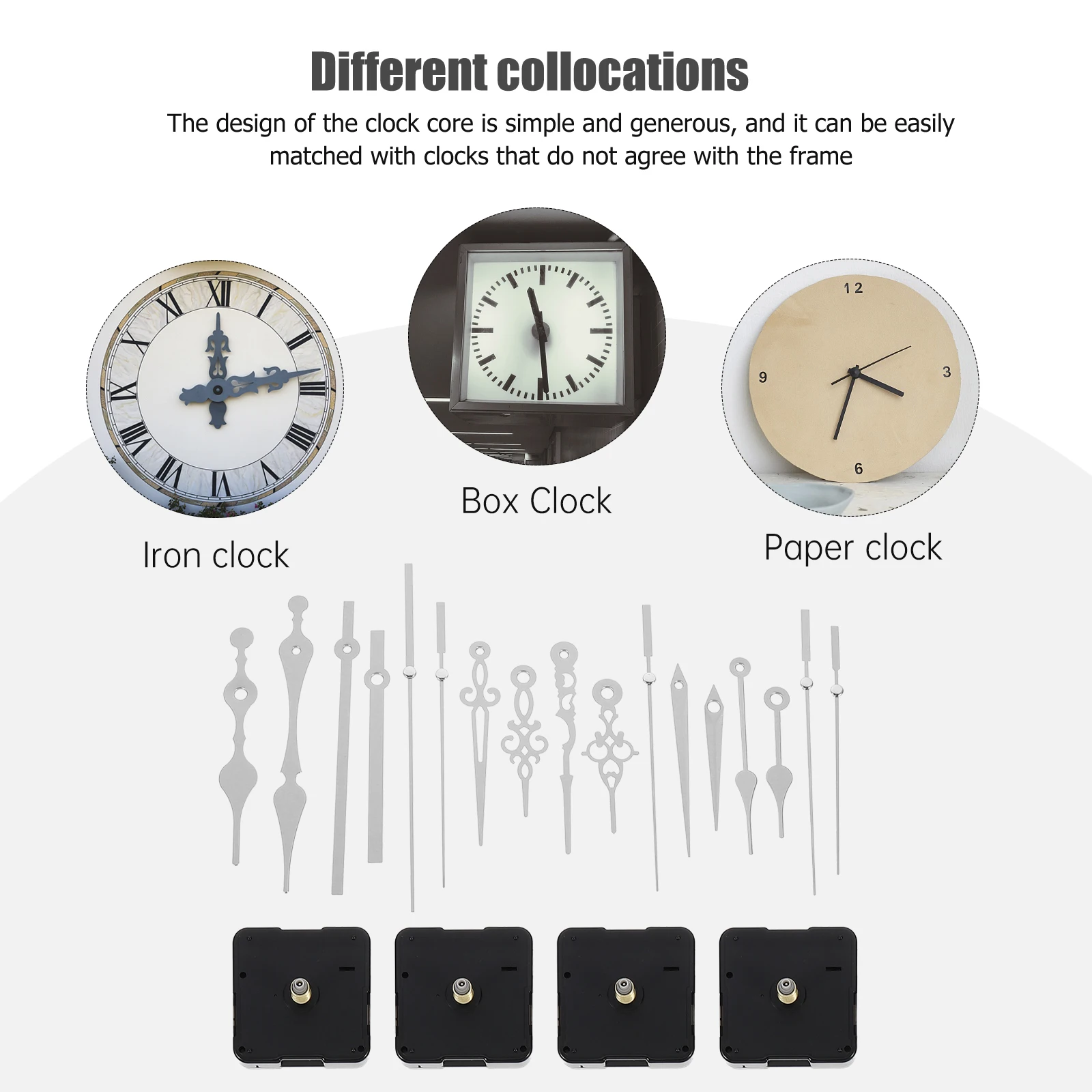 

4Sets Useful Clock Movement Kit High Quality Materials Long Lasting Elegant Pointer Accessories for Home Clock Pointers Parts