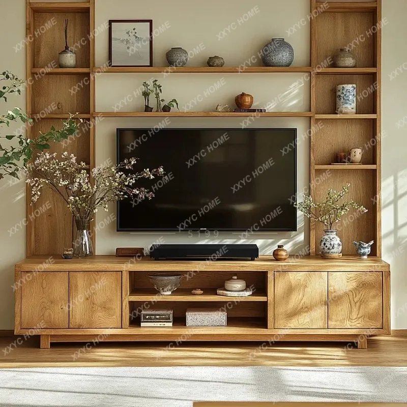 XXHot sales Chinese living room solid wood TV cabinet small household log locker